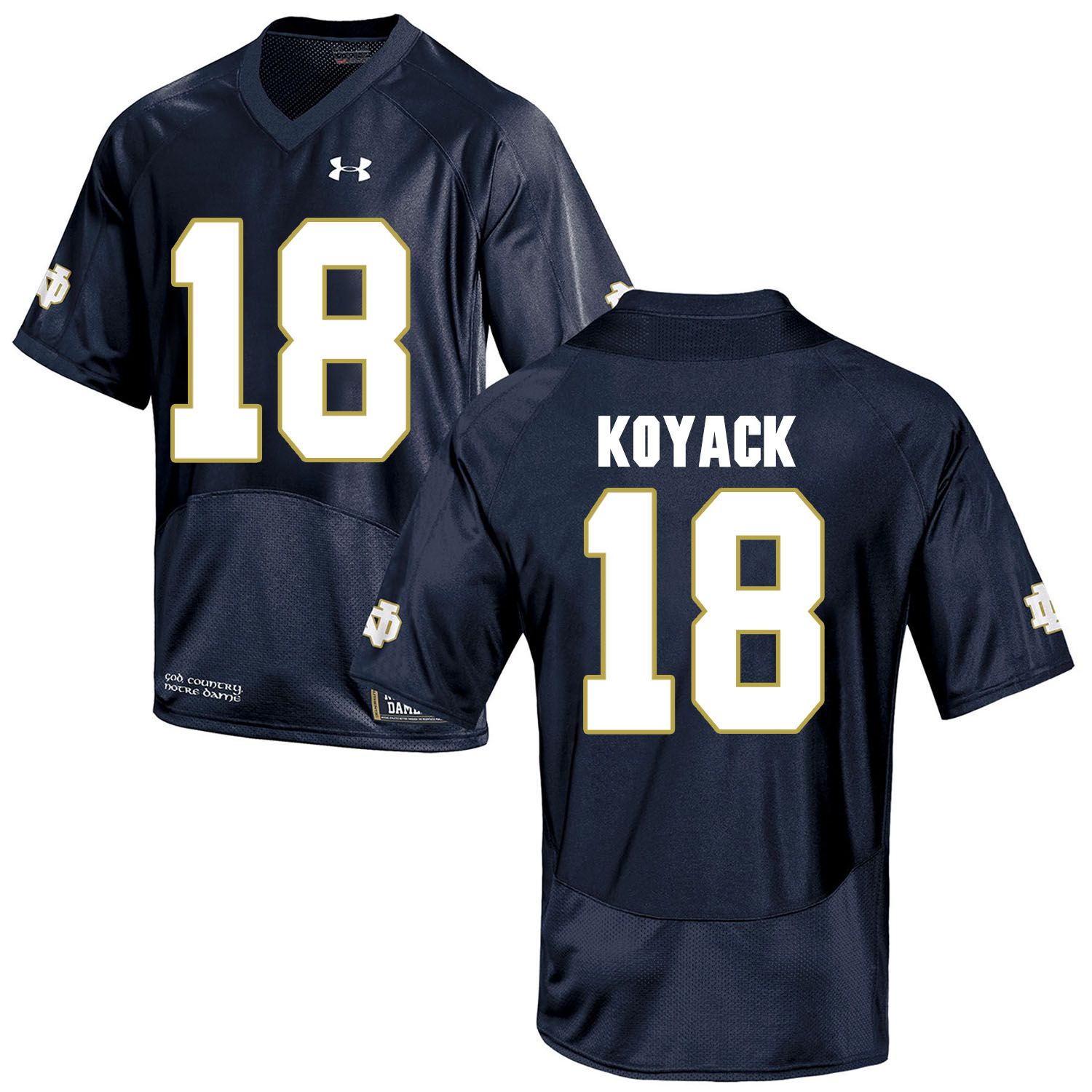 Men Norte Dame Fighting Irish #18 Koyack Navy Blue Customized NCAA Jerseys->->Custom Jersey